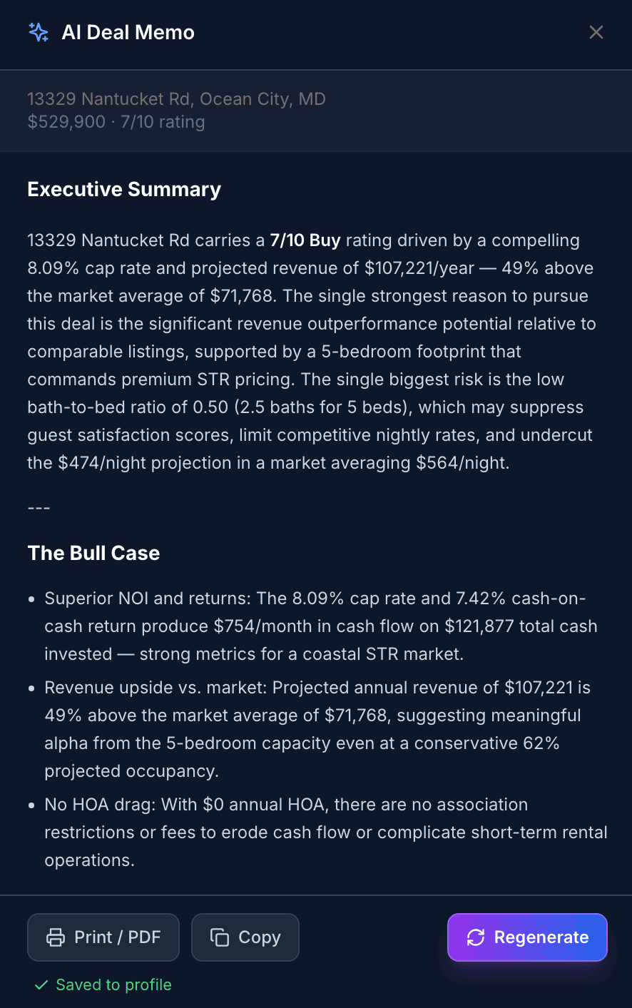 AI Deal Memo — listing view
